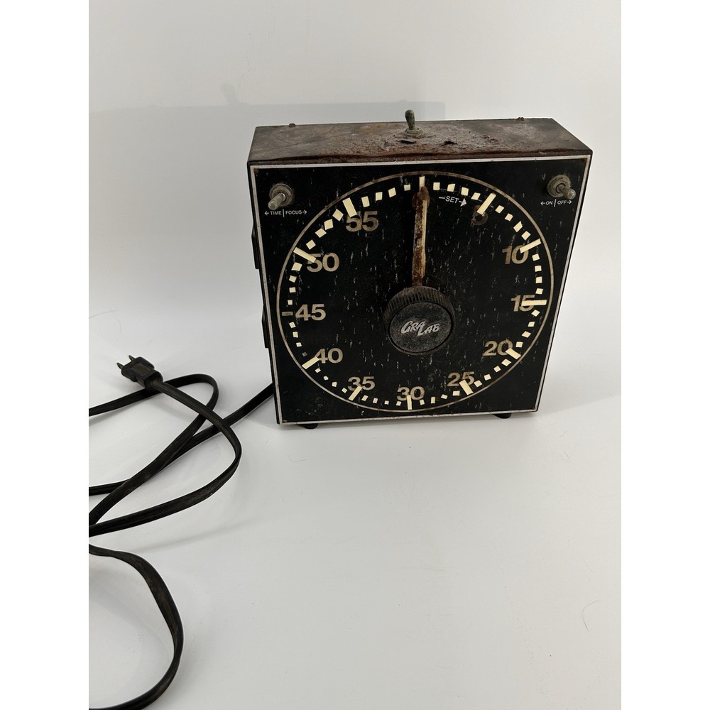 Vintage Gralab Mod#300 Dark Room Photography Timer Metal Black Analog